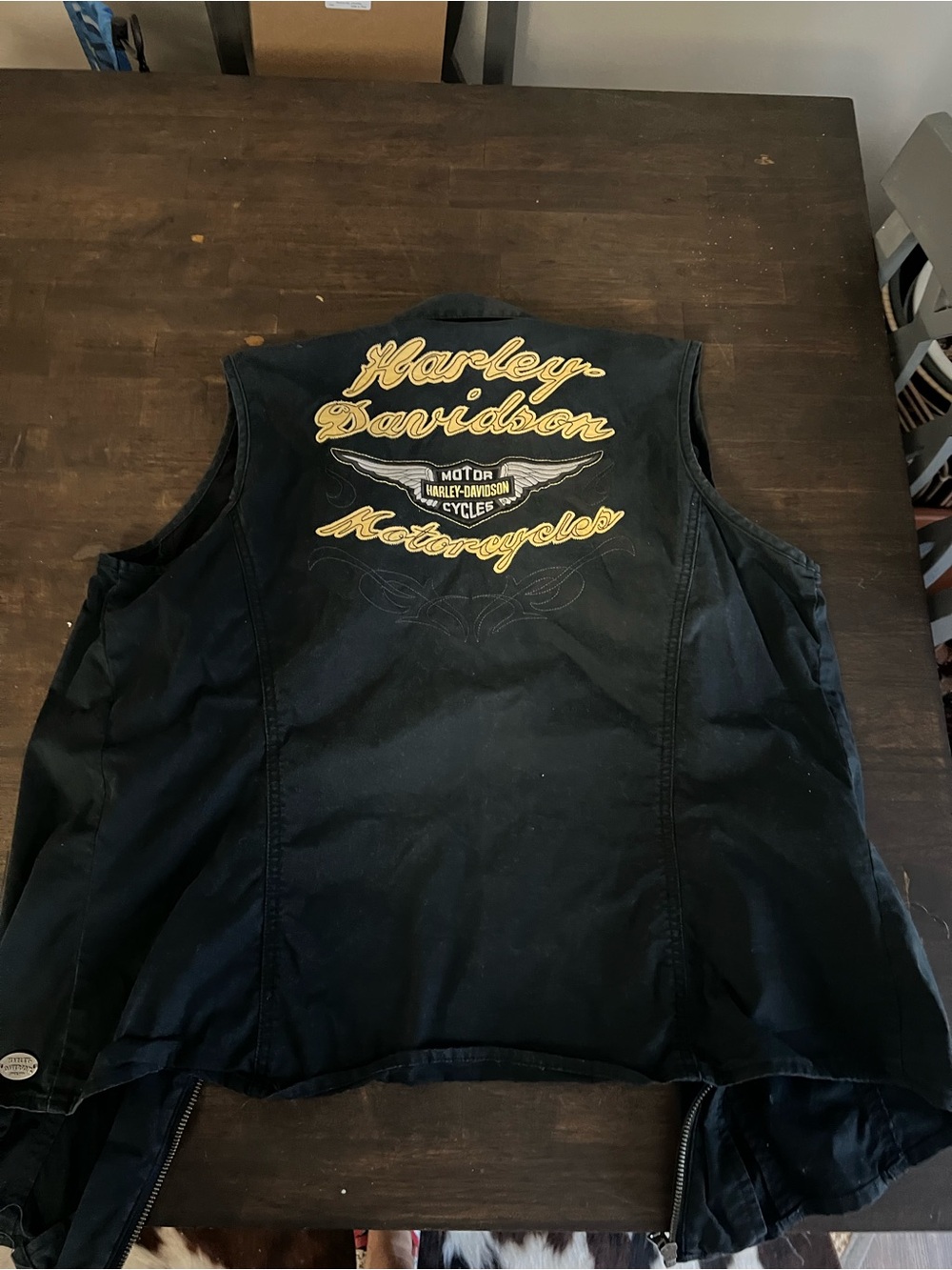 Harley-Davidson Black Vest with Gold Script Patch